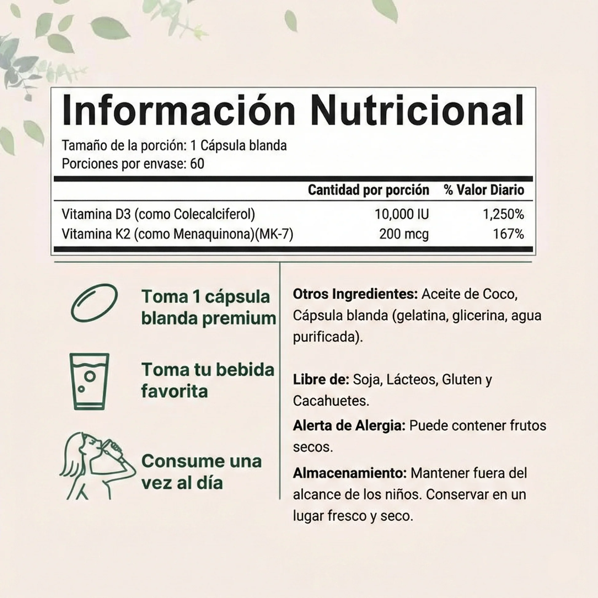 Información nutricional del producto